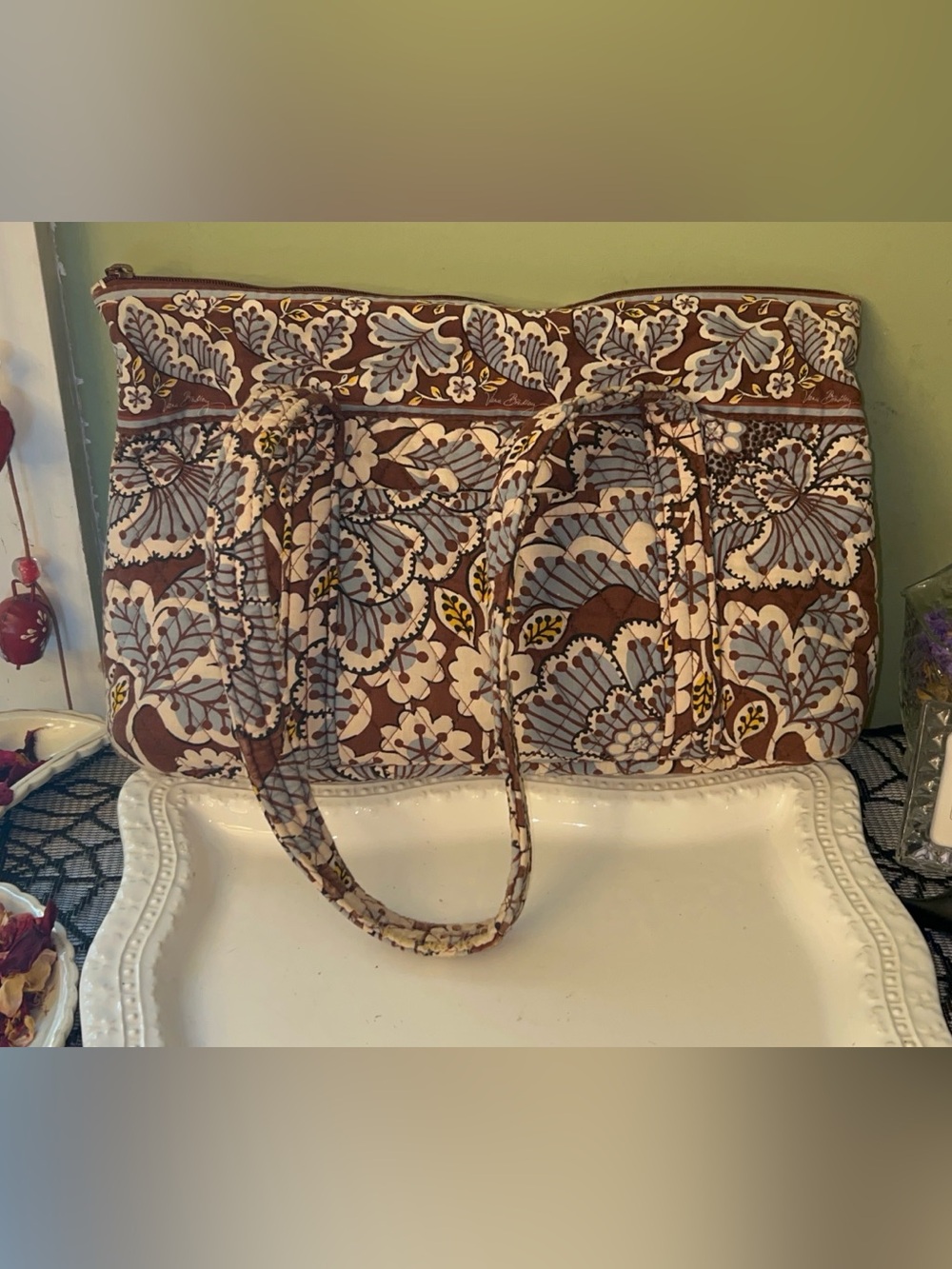 Vera Bradley Shoulder Tote Bag is Slate Blossoms